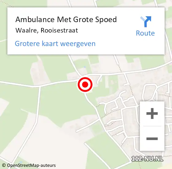 Locatie op kaart van de 112 melding: Ambulance Met Grote Spoed Naar Waalre, Rooisestraat op 11 april 2016 19:38