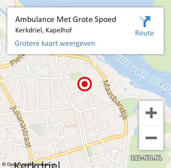 Locatie op kaart van de 112 melding: Ambulance Met Grote Spoed Naar Kerkdriel, Kapelhof op 11 april 2016 20:07
