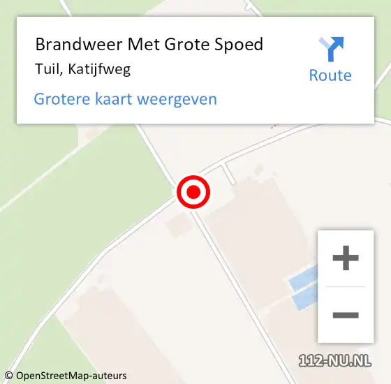 Locatie op kaart van de 112 melding: Brandweer Met Grote Spoed Naar Tuil, Katijfweg op 11 april 2016 20:49