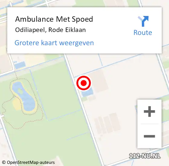 Locatie op kaart van de 112 melding: Ambulance Met Spoed Naar Odiliapeel, Rode Eiklaan op 11 april 2016 20:59