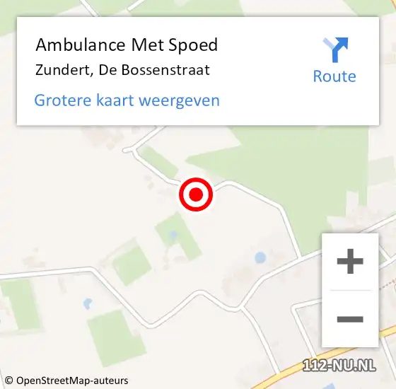 Locatie op kaart van de 112 melding: Ambulance Met Spoed Naar Zundert, De Bossenstraat op 11 april 2016 21:04