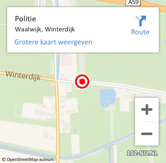 Locatie op kaart van de 112 melding: Politie Waalwijk, Winterdijk op 11 april 2016 21:08