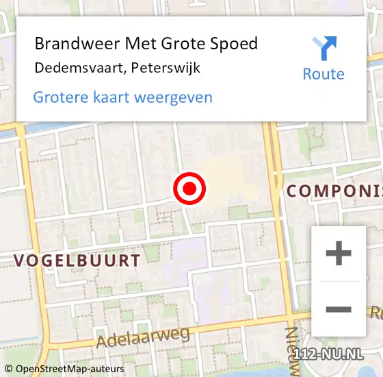 Locatie op kaart van de 112 melding: Brandweer Met Grote Spoed Naar Dedemsvaart, Peterswijk op 11 april 2016 21:14