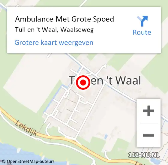 Locatie op kaart van de 112 melding: Ambulance Met Grote Spoed Naar Tull en 't Waal, Waalseweg op 11 april 2016 21:51