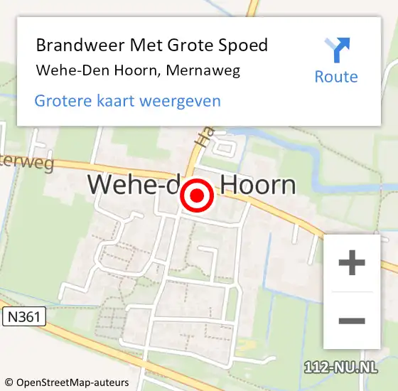 Locatie op kaart van de 112 melding: Brandweer Met Grote Spoed Naar Wehe-Den Hoorn, Mernaweg op 11 april 2016 22:23