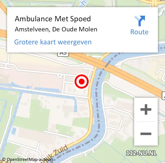 Locatie op kaart van de 112 melding: Ambulance Met Spoed Naar Amstelveen, De Oude Molen op 11 april 2016 22:44