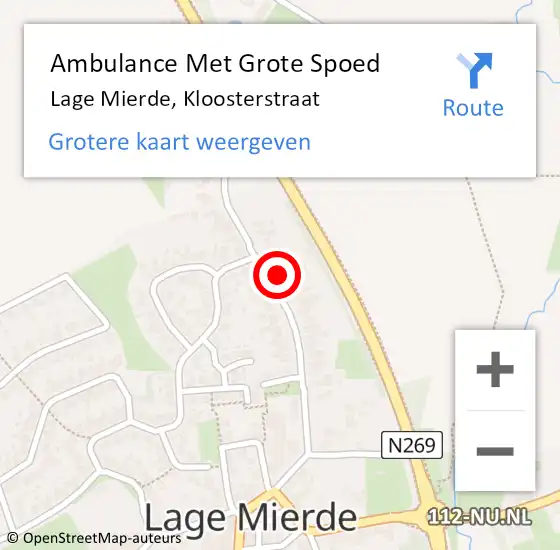 Locatie op kaart van de 112 melding: Ambulance Met Grote Spoed Naar Lage Mierde, Kloosterstraat op 11 april 2016 22:54