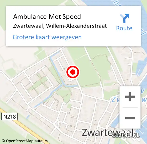 Locatie op kaart van de 112 melding: Ambulance Met Spoed Naar Zwartewaal, Willem-Alexanderstraat op 11 april 2016 23:10