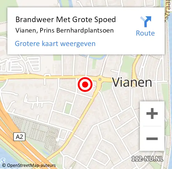 Locatie op kaart van de 112 melding: Brandweer Met Grote Spoed Naar Vianen, Prins Bernhardplantsoen op 12 april 2016 00:24