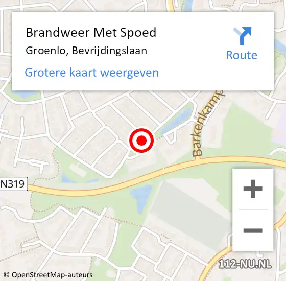 Locatie op kaart van de 112 melding: Brandweer Met Spoed Naar Groenlo, Bevrijdingslaan op 11 december 2013 17:02