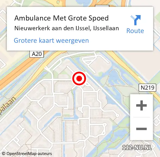 Locatie op kaart van de 112 melding: Ambulance Met Grote Spoed Naar Nieuwerkerk aan den IJssel, IJssellaan op 12 april 2016 01:26