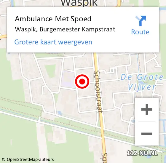 Locatie op kaart van de 112 melding: Ambulance Met Spoed Naar Waspik, Burgemeester Kampstraat op 12 april 2016 02:04