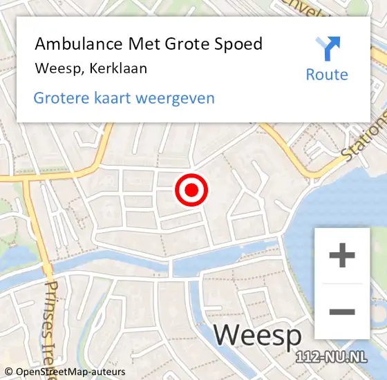 Locatie op kaart van de 112 melding: Ambulance Met Grote Spoed Naar Weesp, Kerklaan op 12 april 2016 02:53