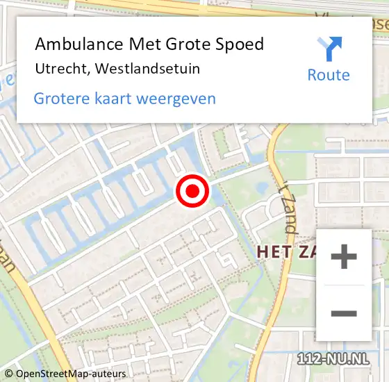 Locatie op kaart van de 112 melding: Ambulance Met Grote Spoed Naar Utrecht, Westlandsetuin op 12 april 2016 03:18