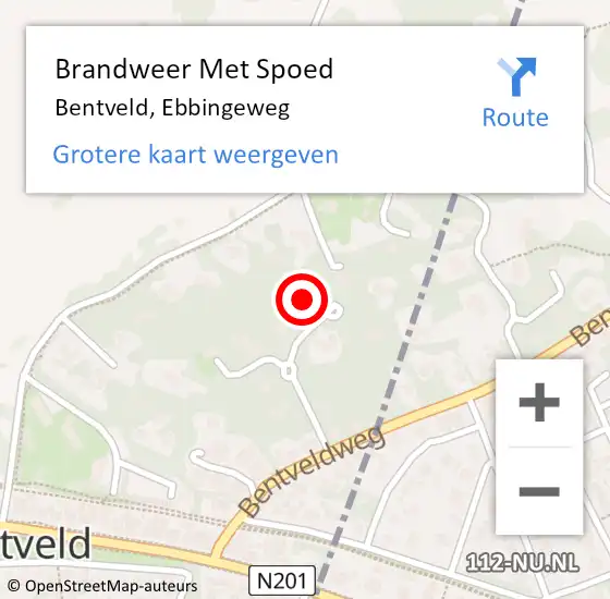 Locatie op kaart van de 112 melding: Brandweer Met Spoed Naar Bentveld, Ebbingeweg op 12 april 2016 03:30