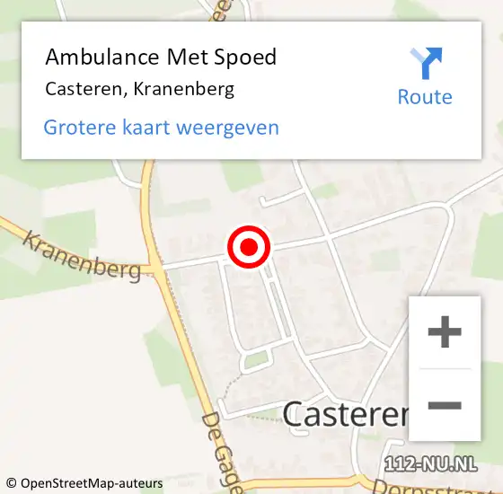 Locatie op kaart van de 112 melding: Ambulance Met Spoed Naar Casteren, Kranenberg op 12 april 2016 04:09