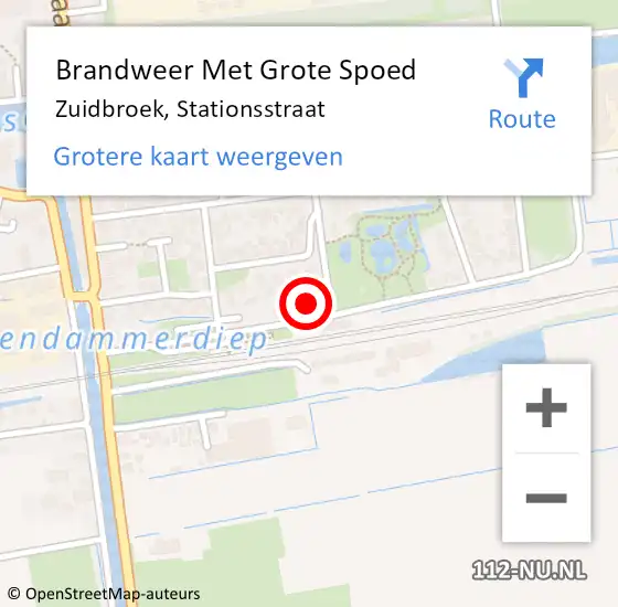 Locatie op kaart van de 112 melding: Brandweer Met Grote Spoed Naar Zuidbroek, Stationsstraat op 12 april 2016 05:06