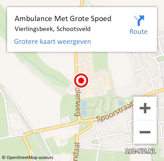 Locatie op kaart van de 112 melding: Ambulance Met Grote Spoed Naar Vierlingsbeek, Schootsveld op 12 april 2016 08:26