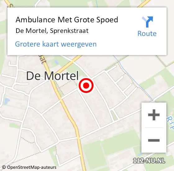 Locatie op kaart van de 112 melding: Ambulance Met Grote Spoed Naar De Mortel, Sprenkstraat op 12 april 2016 08:48
