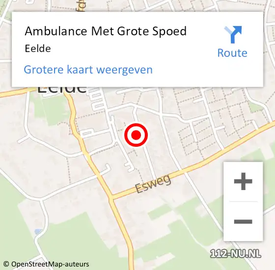 Locatie op kaart van de 112 melding: Ambulance Met Grote Spoed Naar Eelde op 12 april 2016 09:14