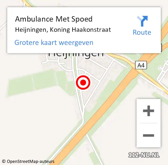 Locatie op kaart van de 112 melding: Ambulance Met Spoed Naar Heijningen, Koning Haakonstraat op 12 april 2016 09:26