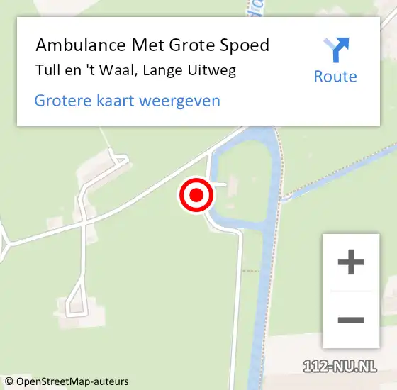 Locatie op kaart van de 112 melding: Ambulance Met Grote Spoed Naar Tull en 't Waal, Lange Uitweg op 12 april 2016 10:33