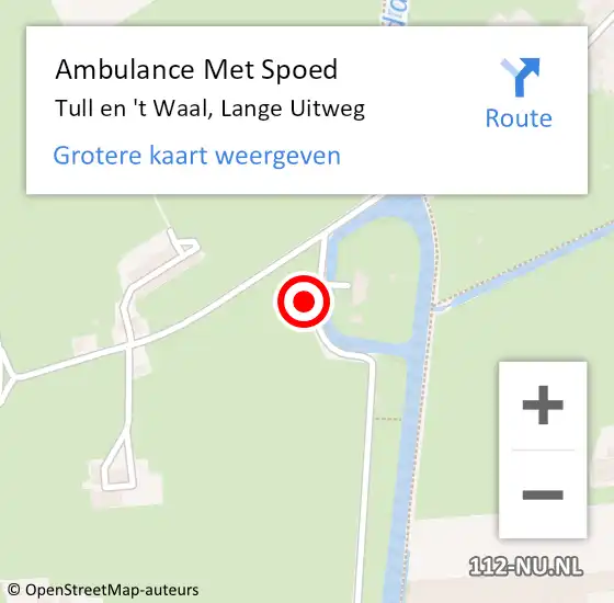 Locatie op kaart van de 112 melding: Ambulance Met Spoed Naar Tull en 't Waal, Lange Uitweg op 12 april 2016 10:58