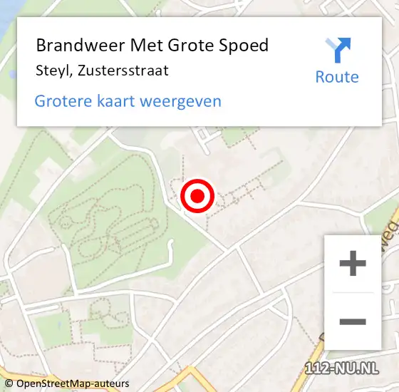 Locatie op kaart van de 112 melding: Brandweer Met Grote Spoed Naar Steyl, Zustersstraat op 12 april 2016 11:12