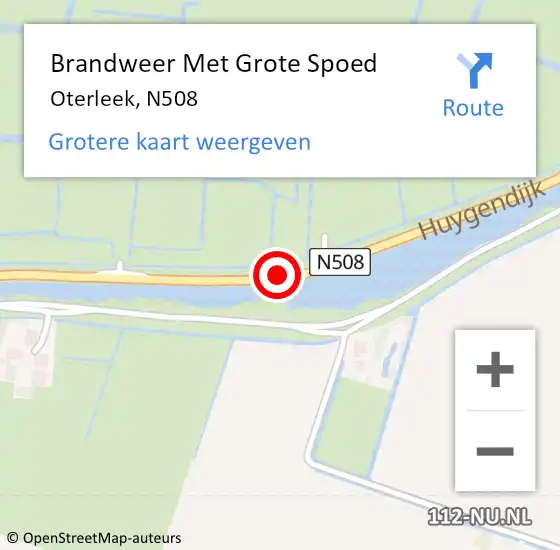 Locatie op kaart van de 112 melding: Brandweer Met Grote Spoed Naar Oterleek, N508 op 12 april 2016 13:09