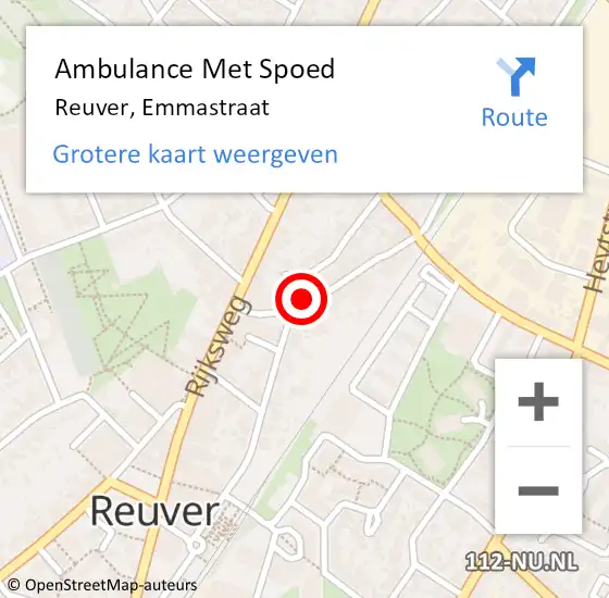 Locatie op kaart van de 112 melding: Ambulance Met Spoed Naar Reuver, Emmastraat op 12 april 2016 14:51