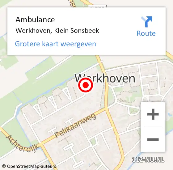 Locatie op kaart van de 112 melding: Ambulance Werkhoven, Klein Sonsbeek op 12 april 2016 15:03