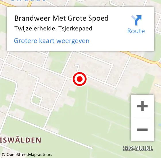 Locatie op kaart van de 112 melding: Brandweer Met Grote Spoed Naar Twijzelerheide, Tsjerkepaed op 12 april 2016 15:30