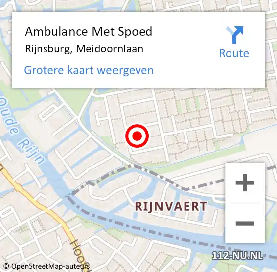 Locatie op kaart van de 112 melding: Ambulance Met Spoed Naar Rijnsburg, Meidoornlaan op 12 april 2016 15:30