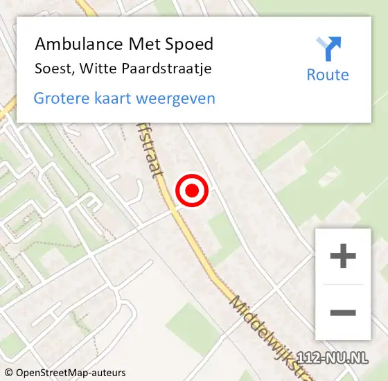 Locatie op kaart van de 112 melding: Ambulance Met Spoed Naar Soest, Witte Paardstraatje op 12 april 2016 15:38