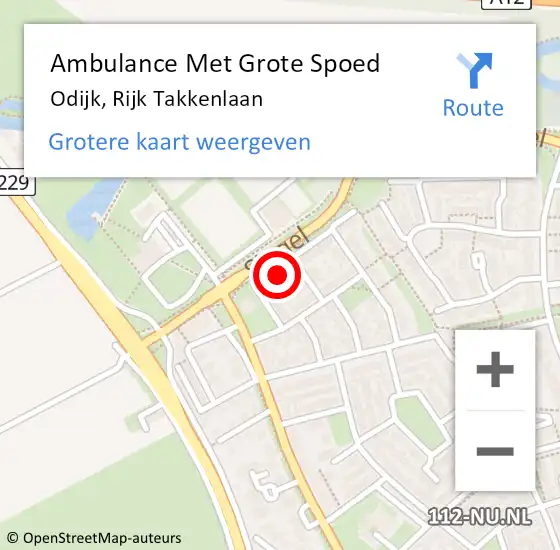 Locatie op kaart van de 112 melding: Ambulance Met Grote Spoed Naar Odijk, Rijk Takkenlaan op 12 april 2016 15:40