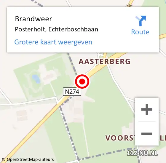 Locatie op kaart van de 112 melding: Brandweer Posterholt, Echterboschbaan op 12 april 2016 15:44