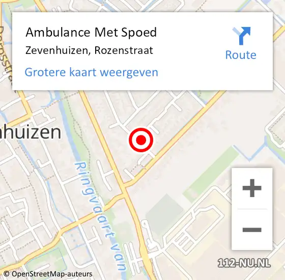 Locatie op kaart van de 112 melding: Ambulance Met Spoed Naar Zevenhuizen, Rozenstraat op 12 april 2016 15:52