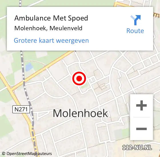 Locatie op kaart van de 112 melding: Ambulance Met Spoed Naar Molenhoek, Meulenveld op 11 december 2013 18:13