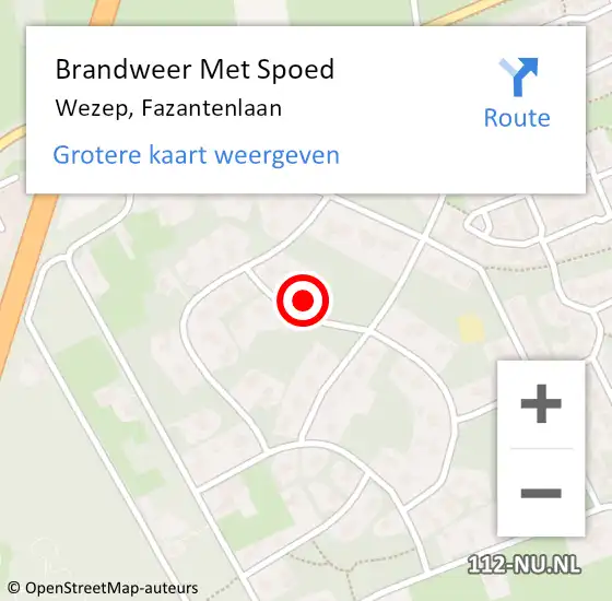 Locatie op kaart van de 112 melding: Brandweer Met Spoed Naar Wezep, Fazantenlaan op 12 april 2016 16:35