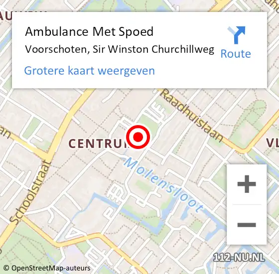 Locatie op kaart van de 112 melding: Ambulance Met Spoed Naar Voorschoten, Sir Winston Churchillweg op 12 april 2016 18:31