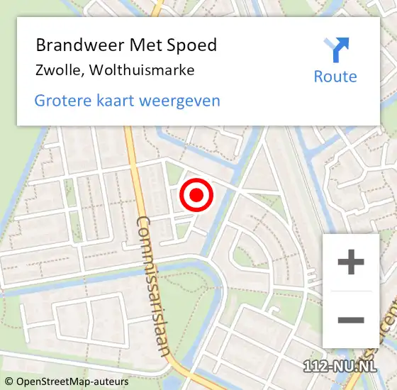 Locatie op kaart van de 112 melding: Brandweer Met Spoed Naar Zwolle, Wolthuismarke op 12 april 2016 18:51