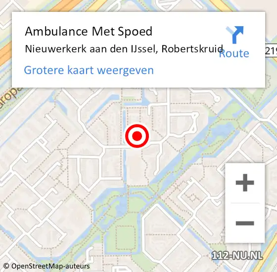 Locatie op kaart van de 112 melding: Ambulance Met Spoed Naar Nieuwerkerk aan den IJssel, Robertskruid op 11 december 2013 18:37