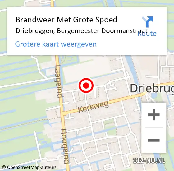 Locatie op kaart van de 112 melding: Brandweer Met Grote Spoed Naar Driebruggen, Burgemeester Doormanstraat op 12 april 2016 20:06