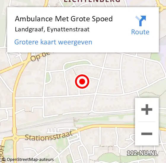 Locatie op kaart van de 112 melding: Ambulance Met Grote Spoed Naar Landgraaf, Eynattenstraat op 11 december 2013 18:38