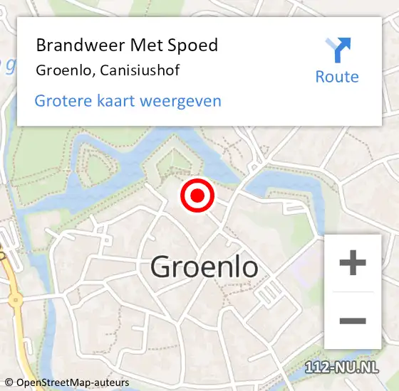 Locatie op kaart van de 112 melding: Brandweer Met Spoed Naar Groenlo, Canisiushof op 12 april 2016 20:33