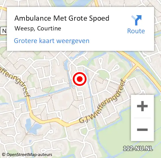 Locatie op kaart van de 112 melding: Ambulance Met Grote Spoed Naar Weesp, Courtine op 12 april 2016 20:38