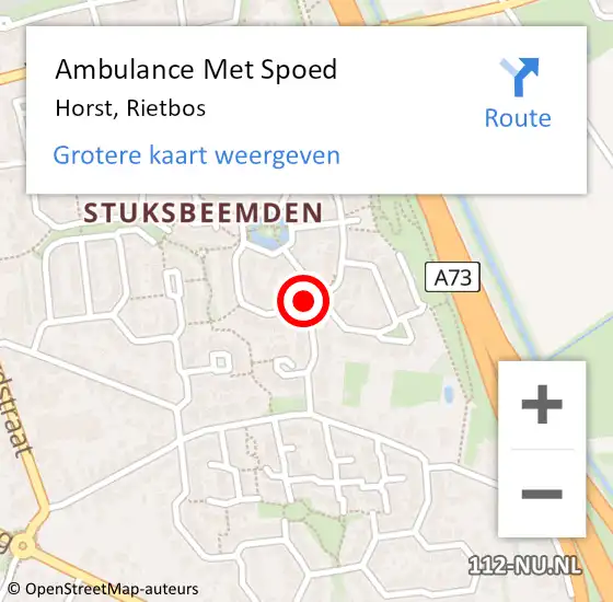 Locatie op kaart van de 112 melding: Ambulance Met Spoed Naar Horst, Rietbos op 12 april 2016 20:48