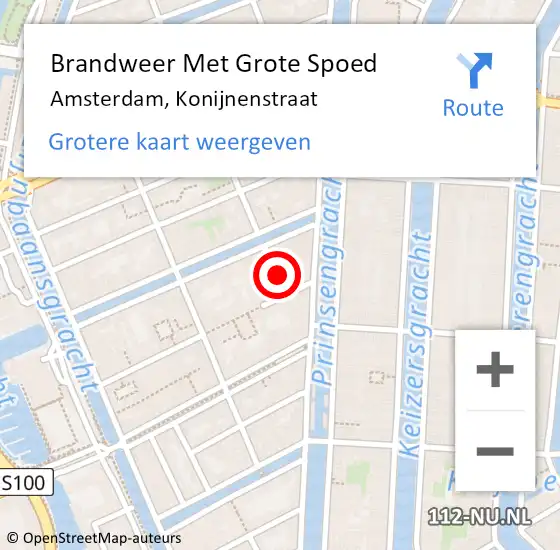 Locatie op kaart van de 112 melding: Brandweer Met Grote Spoed Naar Amsterdam, Konijnenstraat op 12 april 2016 22:04