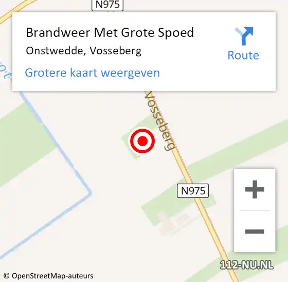 Locatie op kaart van de 112 melding: Brandweer Met Grote Spoed Naar Onstwedde, Vosseberg op 13 april 2016 00:04