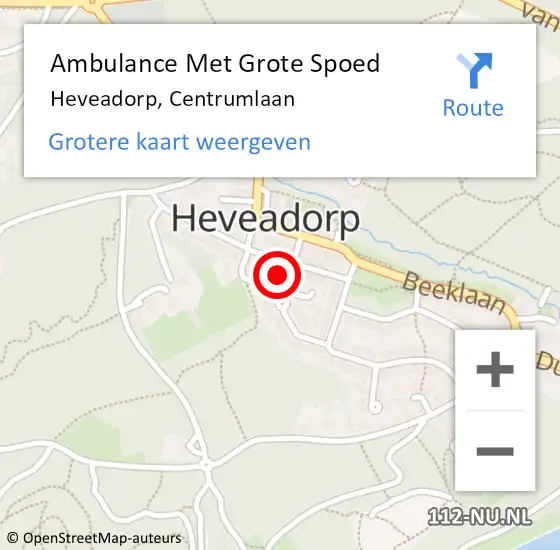 Locatie op kaart van de 112 melding: Ambulance Met Grote Spoed Naar Heveadorp, Centrumlaan op 13 april 2016 00:49